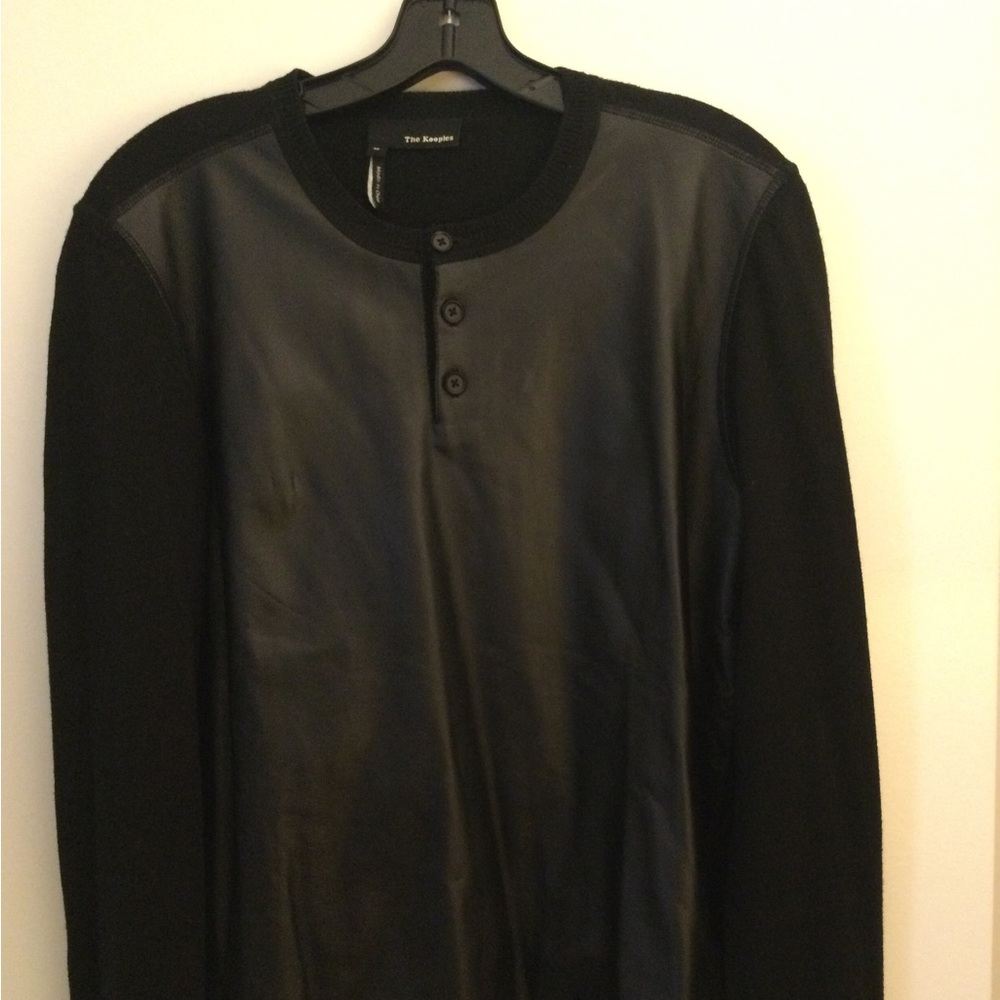 Long Sleeve Crew Neck 3 Button Henley Sweater
